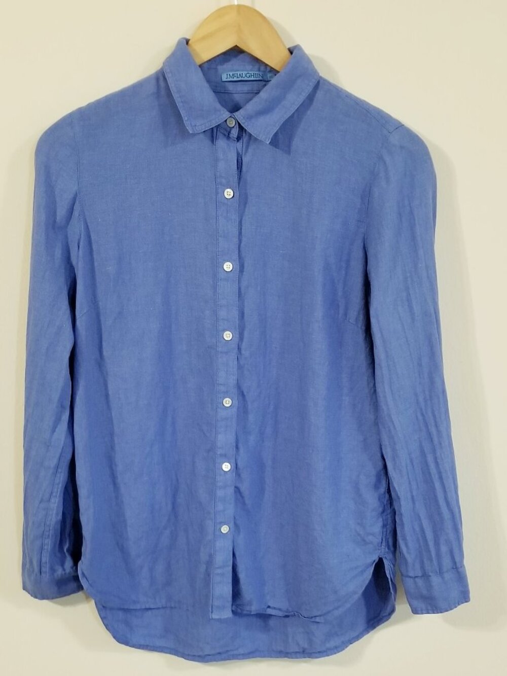 J. McLaughlin Blue 100% Linen Button Down Shirt - XS